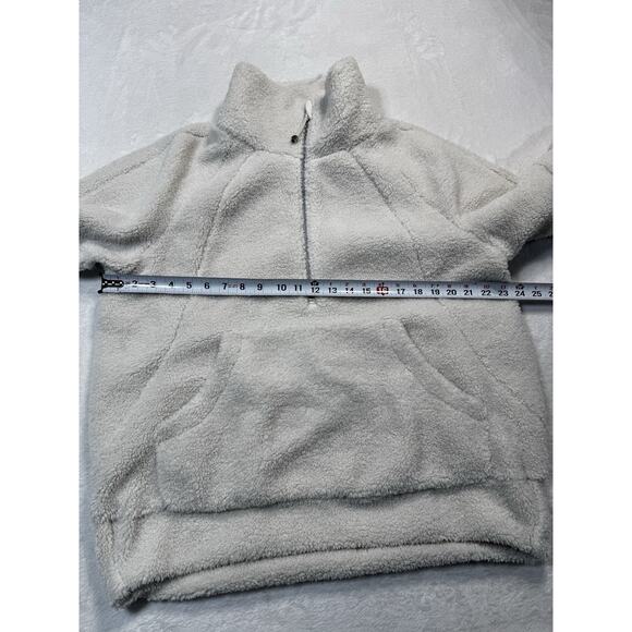 Lululemon Scuba Oversized Sherpa Fleece Half Zip Hoodie White M/L Cozy Winter Pu - Picture 8 of 9